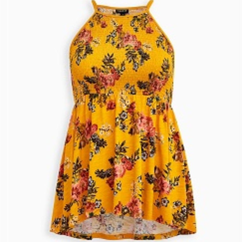 Torrid Floral Smocked Babydoll size 00 (10)